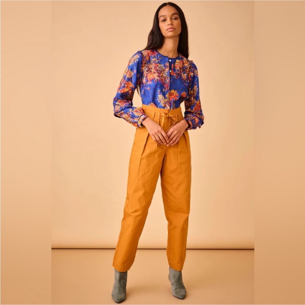 NWOT Hunter Bell High-Waist‎ Paperbag Pants in Marigold, Size 2